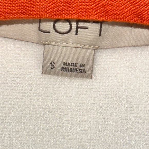 LOFT Linen Blend Orange Square Neck Flounce Tierred Dress Small - Picture 4 of 4